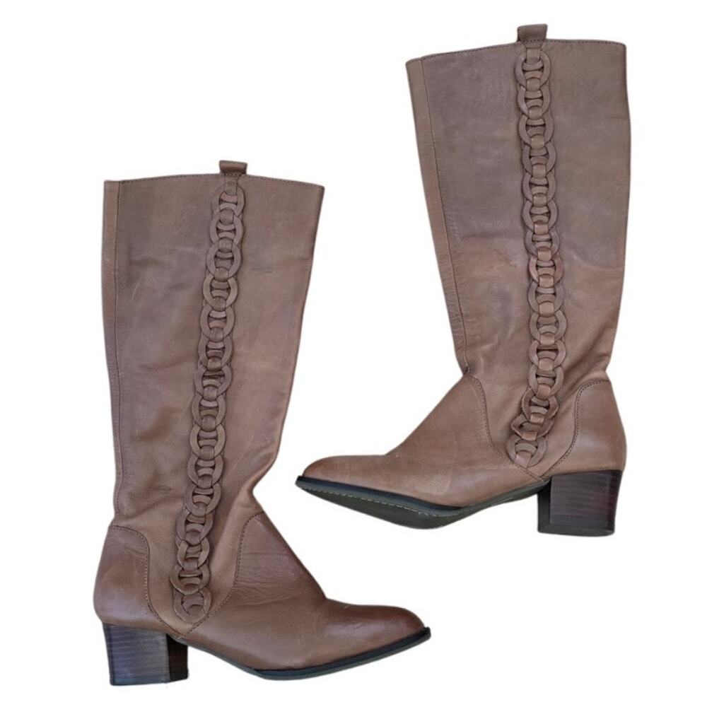 Anthropologie | Schuler & Sons Brown Leather Knee High Boot sz 6.5B Boho Casual
